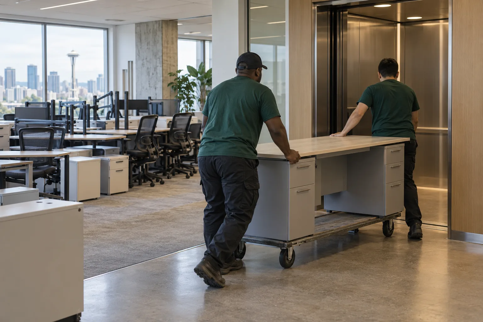 Office Furniture Removal service in progress